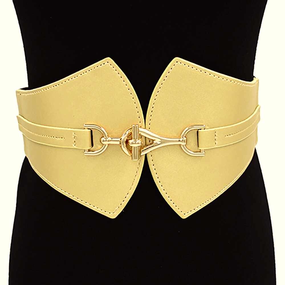 Metal Buckle Detailed Stretch Elastic Statement Belt